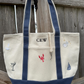 CUSTOM Embroidered Large Structured Boat Style Tote Bag With Initials and Icons