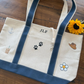 CUSTOM Embroidered Large Structured Boat Style Tote Bag With Initials and Icons