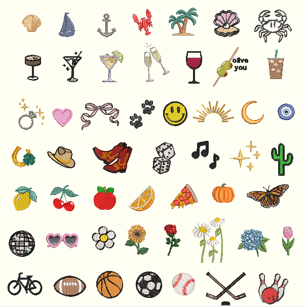 CUSTOM Embroidered Large Structured Boat Style Tote Bag With Initials and Icons