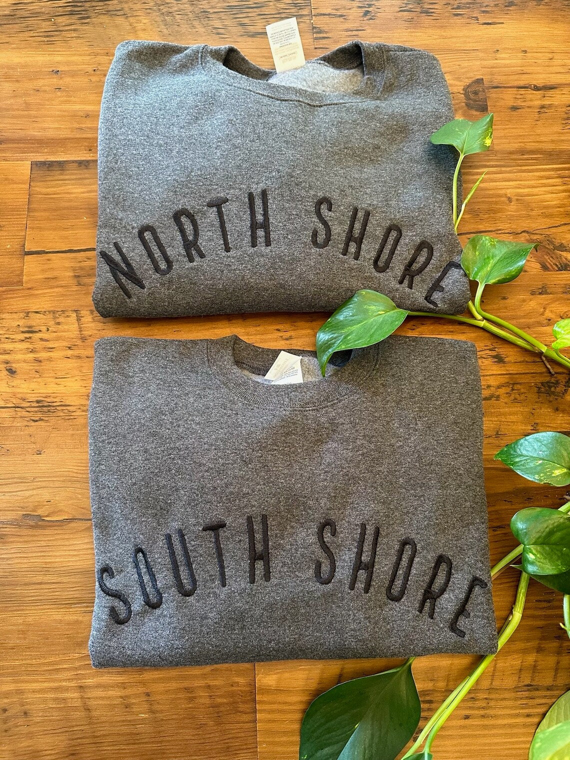Embroidered NORTH Shore or SOUTH Shore Unisex Crewneck Sweatshirt