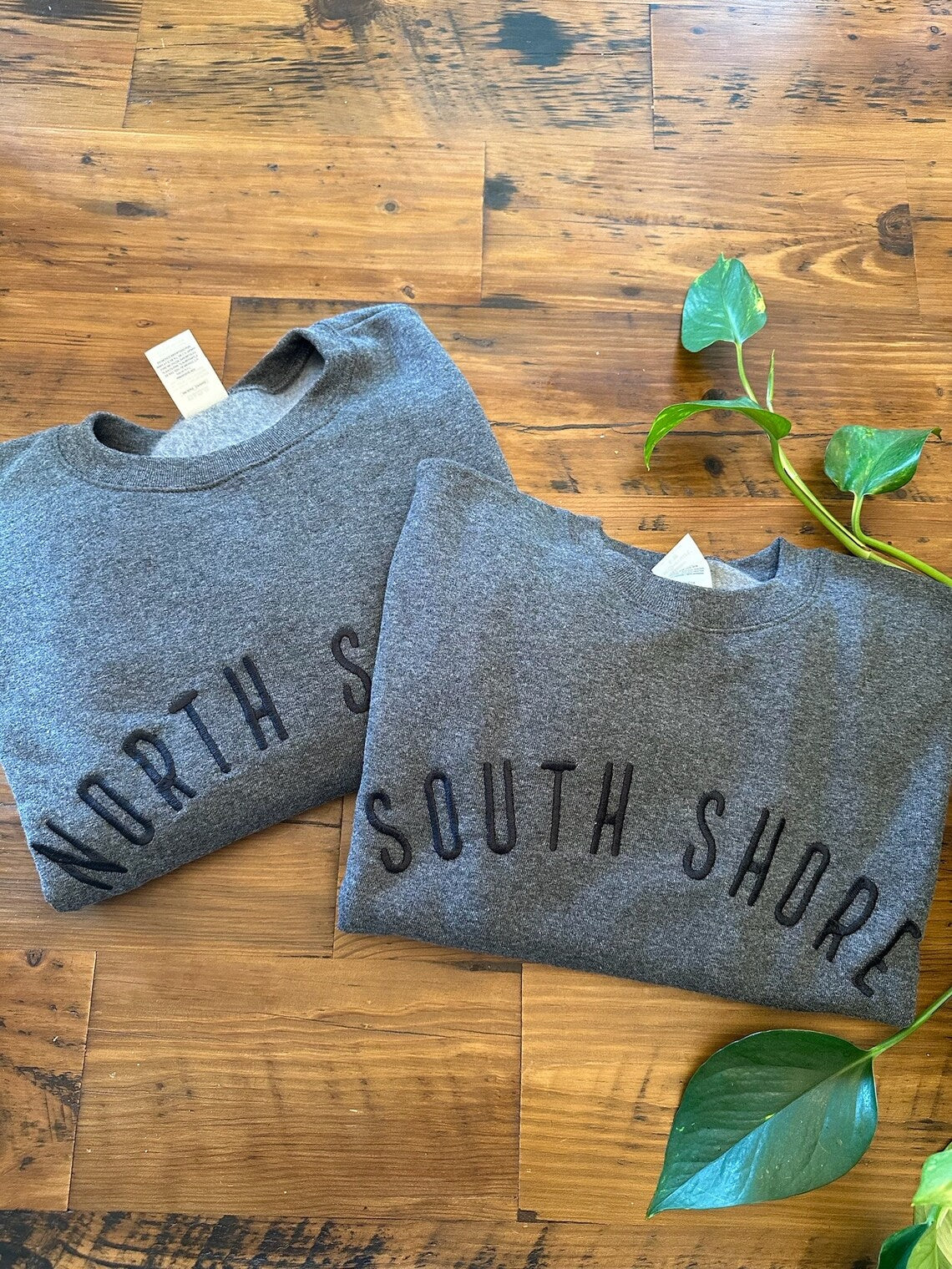 Embroidered NORTH Shore or SOUTH Shore Unisex Crewneck Sweatshirt