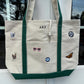 CUSTOM Embroidered Large Structured Boat Style Tote Bag With Initials and Icons