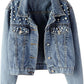 Custom Embroidered Scattered Beaded Pearl Jacket
