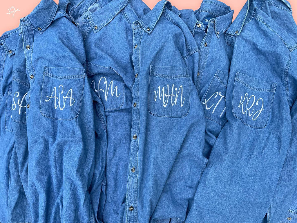 Monogrammed Oversized Denim Shirts