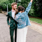 Custom White Floral Women's Relaxed Fit Denim Jacket