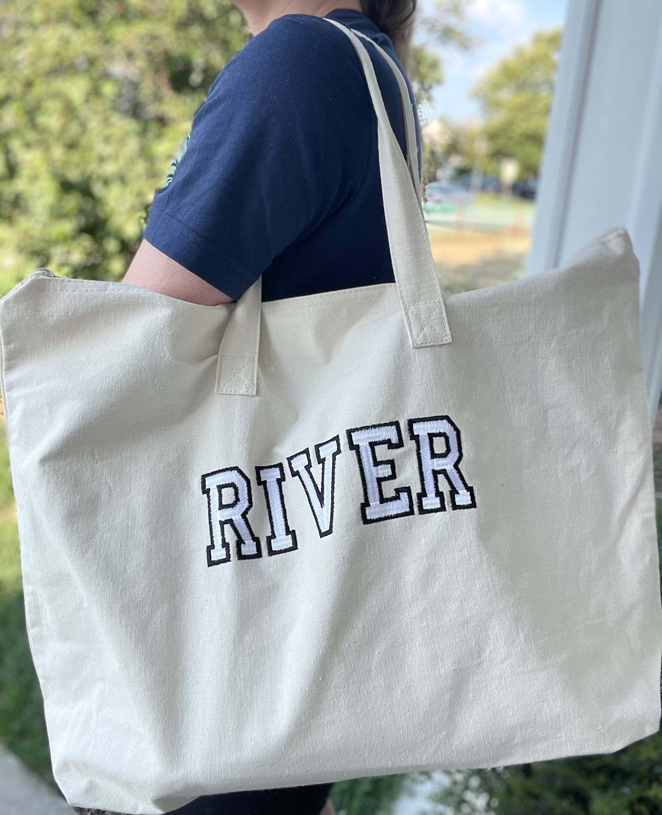 CUSTOM Embroidered Name Zipper Tote Bags __ Weekender Bag