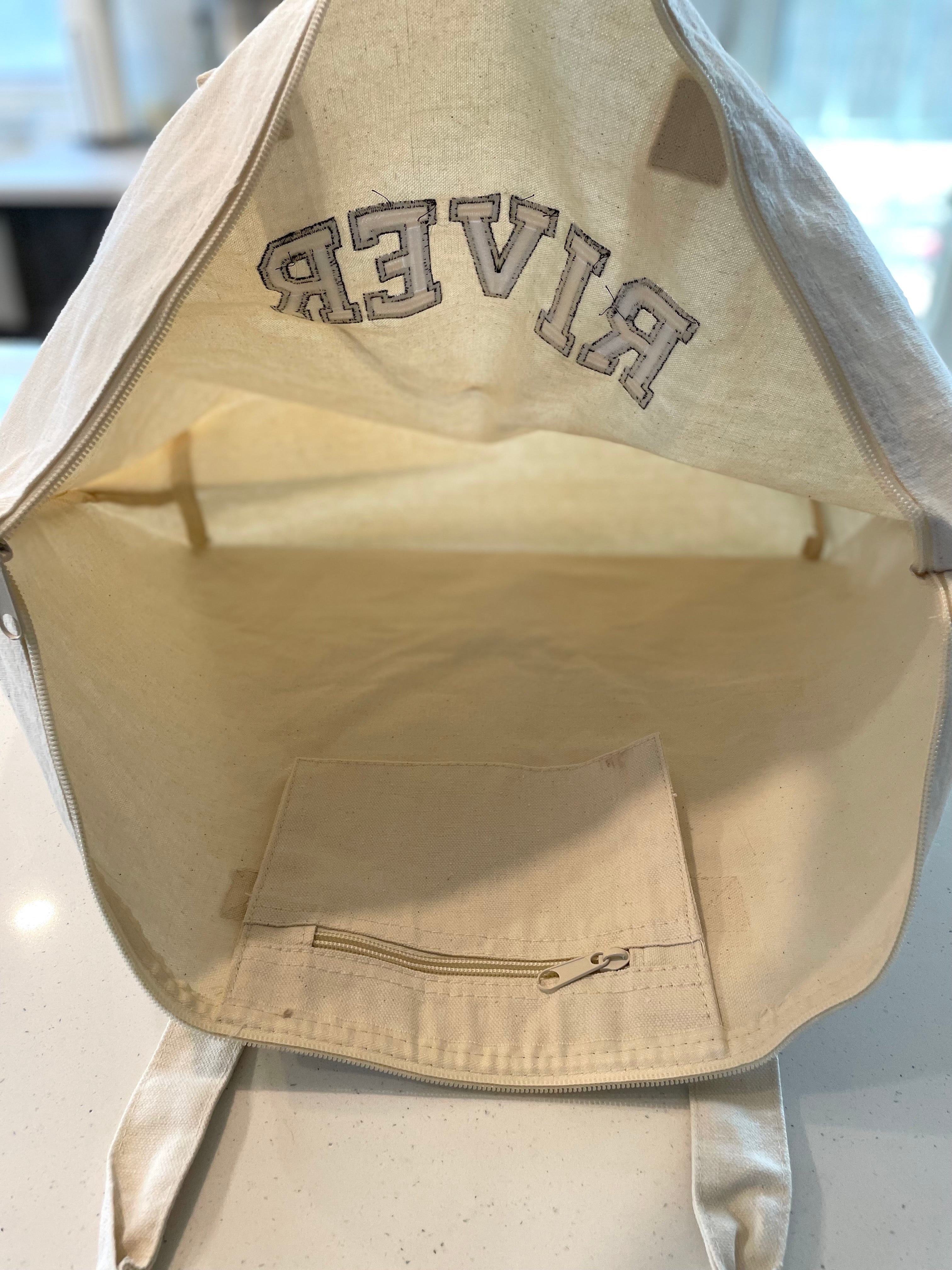 CUSTOM Embroidered Name Zipper Tote Bags __ Weekender Bag