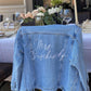 Custom Pearl Sleeve Women's Relaxed Fit Denim Jacket