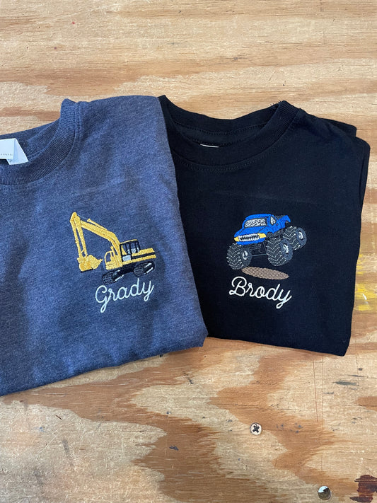 Custom Embroidered Toddler Truck Tee