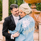 Custom White Floral Women's Relaxed Fit Denim Jacket
