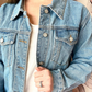 Custom Ivory Roses with Leafy Greenery Women's Relaxed Fit Denim Jacket