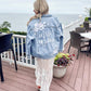 Custom White Floral Women's Relaxed Fit Denim Jacket