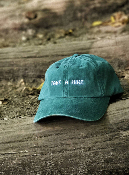 TAKE A HIKE Green or Vintage Black Dad Hat