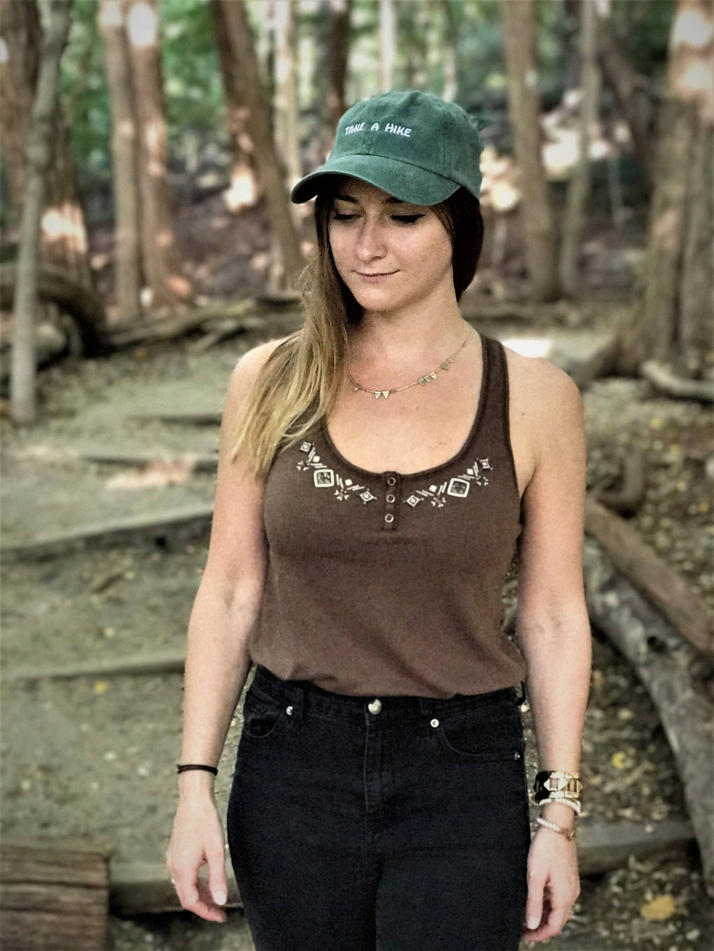 TAKE A HIKE Green or Vintage Black Dad Hat