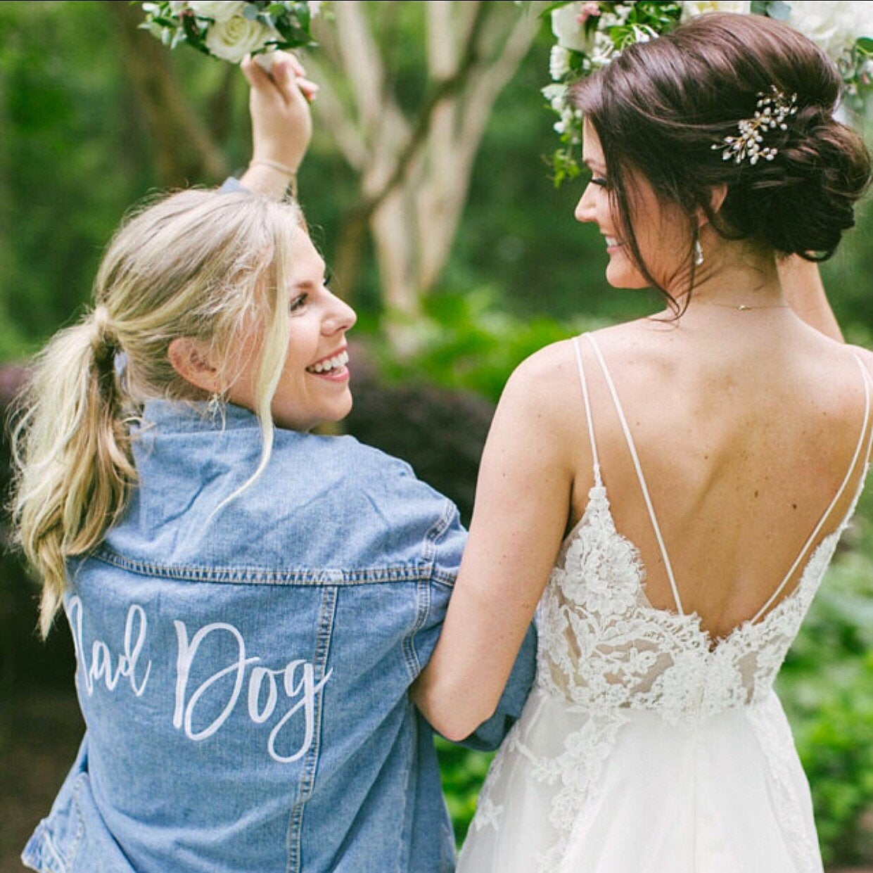 CUSTOM Embroidered Women's Relaxed Fit White Floral Denim Jean Jacket __  Bridal Jacket __ Bride Jacket