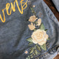 Custom Ivory Peony Floral Women's Relaxed Fit Denim Jacket
