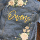 Custom Ivory Peony Floral Women's Relaxed Fit Denim Jacket