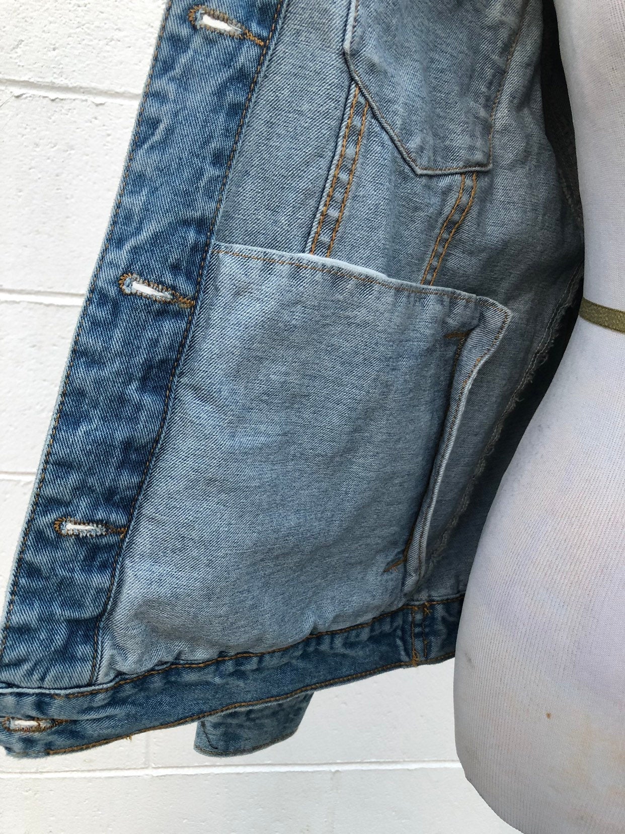 denim + thread 100% cotton women's light washed relaxed fit denim jacket