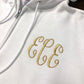 Custom Monogram Women's White Zip Up Sweatshirt