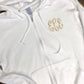 Custom Monogram Women's White Zip Up Sweatshirt
