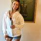 Custom Monogram Women's White Zip Up Sweatshirt