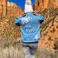 Custom White Floral Women's Relaxed Fit Denim Jacket