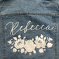 Custom White Floral Wreath Women's Relaxed Fit Denim Jacket