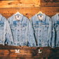 Custom White Floral Wreath Women's Relaxed Fit Denim Jacket
