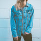 Custom Pearl and Crystal Women's Relaxed Fit Denim Jacket
