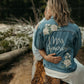 Custom Ivory Peony Floral Women's Relaxed Fit Denim Jacket