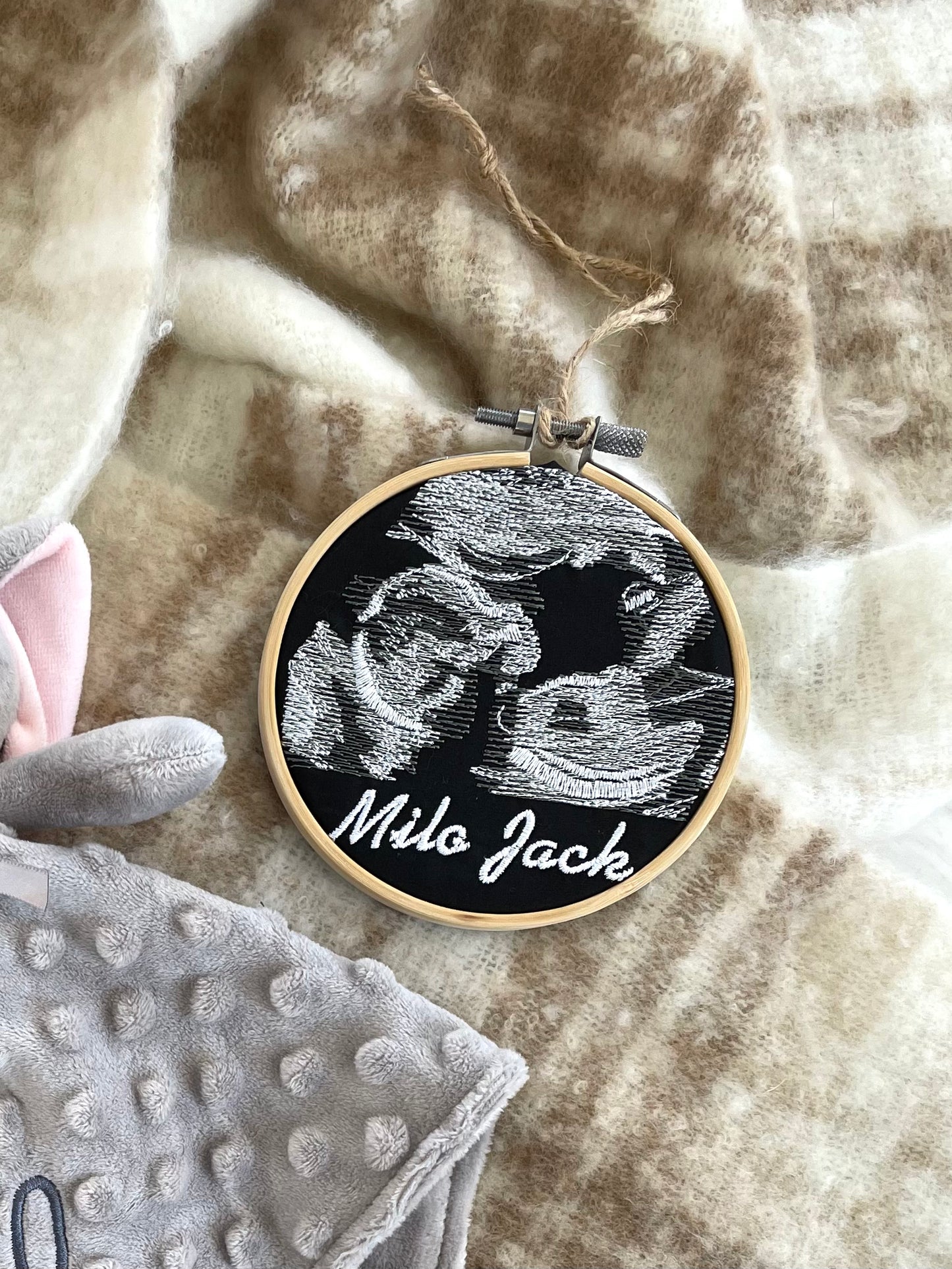 Custom Embroidered Ultrasound Hoop Art
