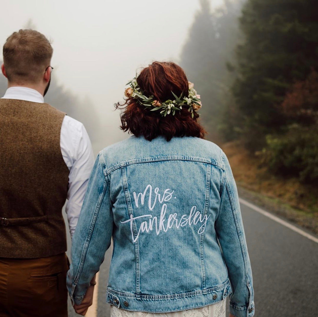 Custom Text Women’s Fitted Denim Jacket