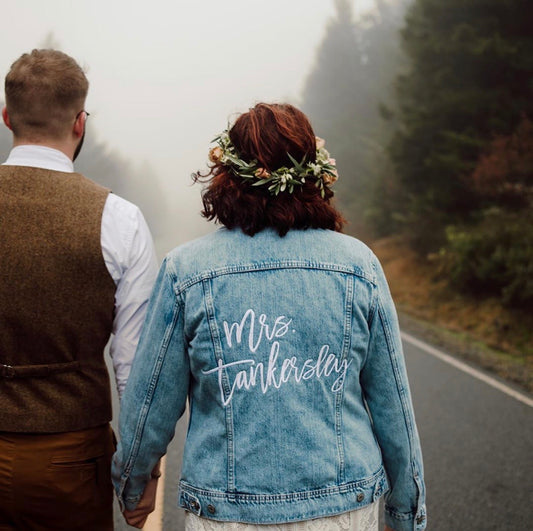 Custom Text Women’s Fitted Denim Jacket