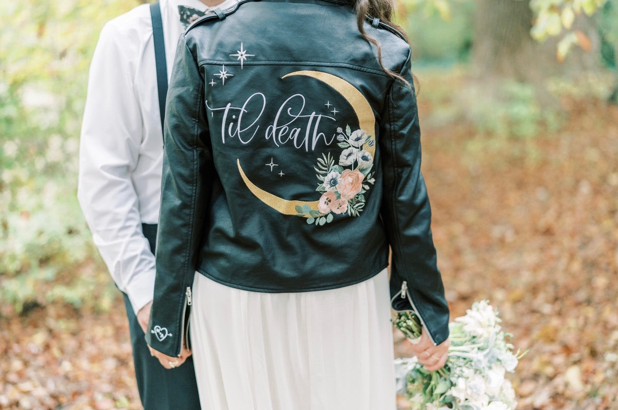 DESIGN DEPOSIT for 1 Custom Women's Biker Black Faux Leather Jacket