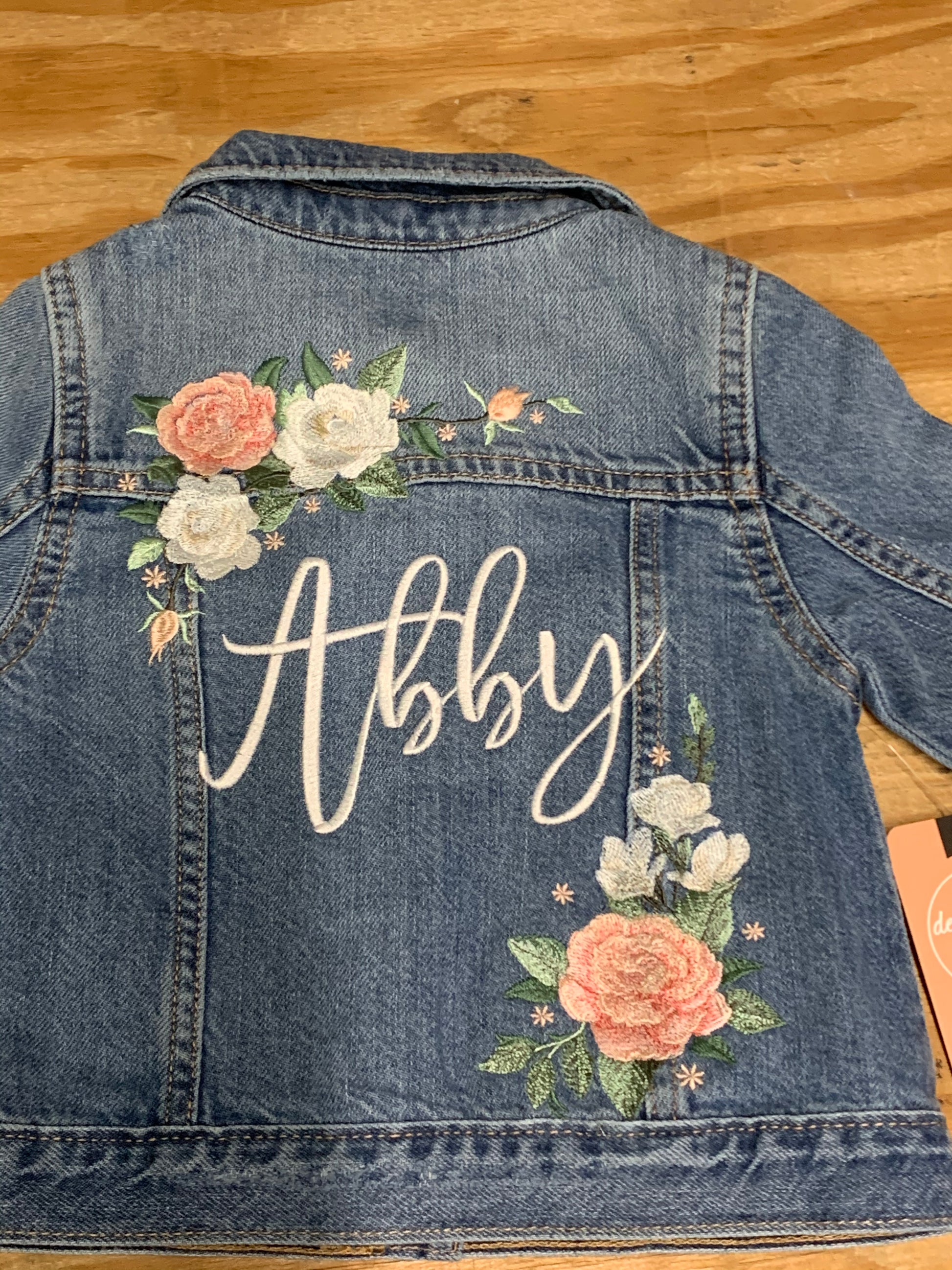 Hand-Painted Rose and Landscape Denim Jacket