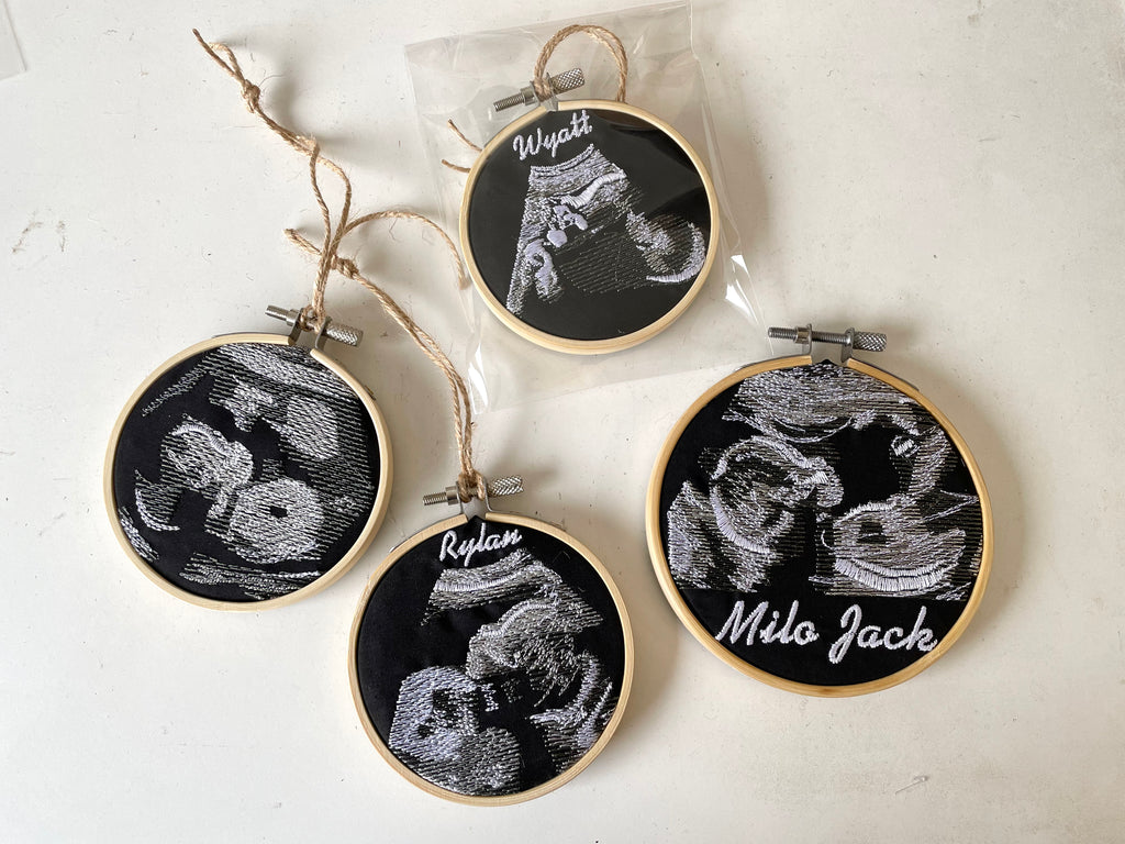 Custom Embroidered Sonogram Hoop Art