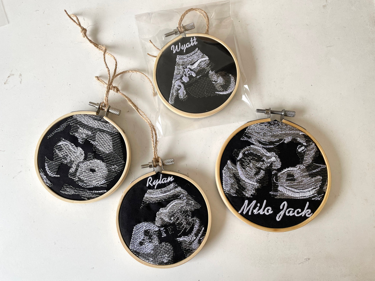 Custom Embroidered Ultrasound Hoop Art