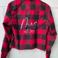 Cropped Red/Black Plaid Flannel W/ Back Embroidery