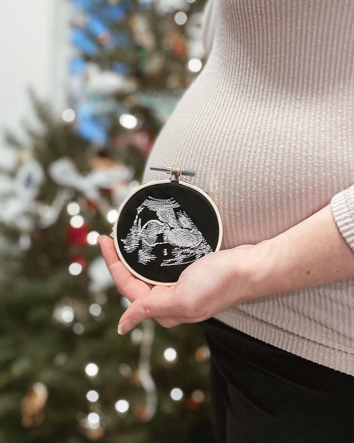 Custom Embroidered Ultrasound Hoop Art