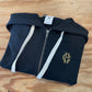 Custom Two Letter Fancy Monogram Unisex Black Zip Up Sweatshirt