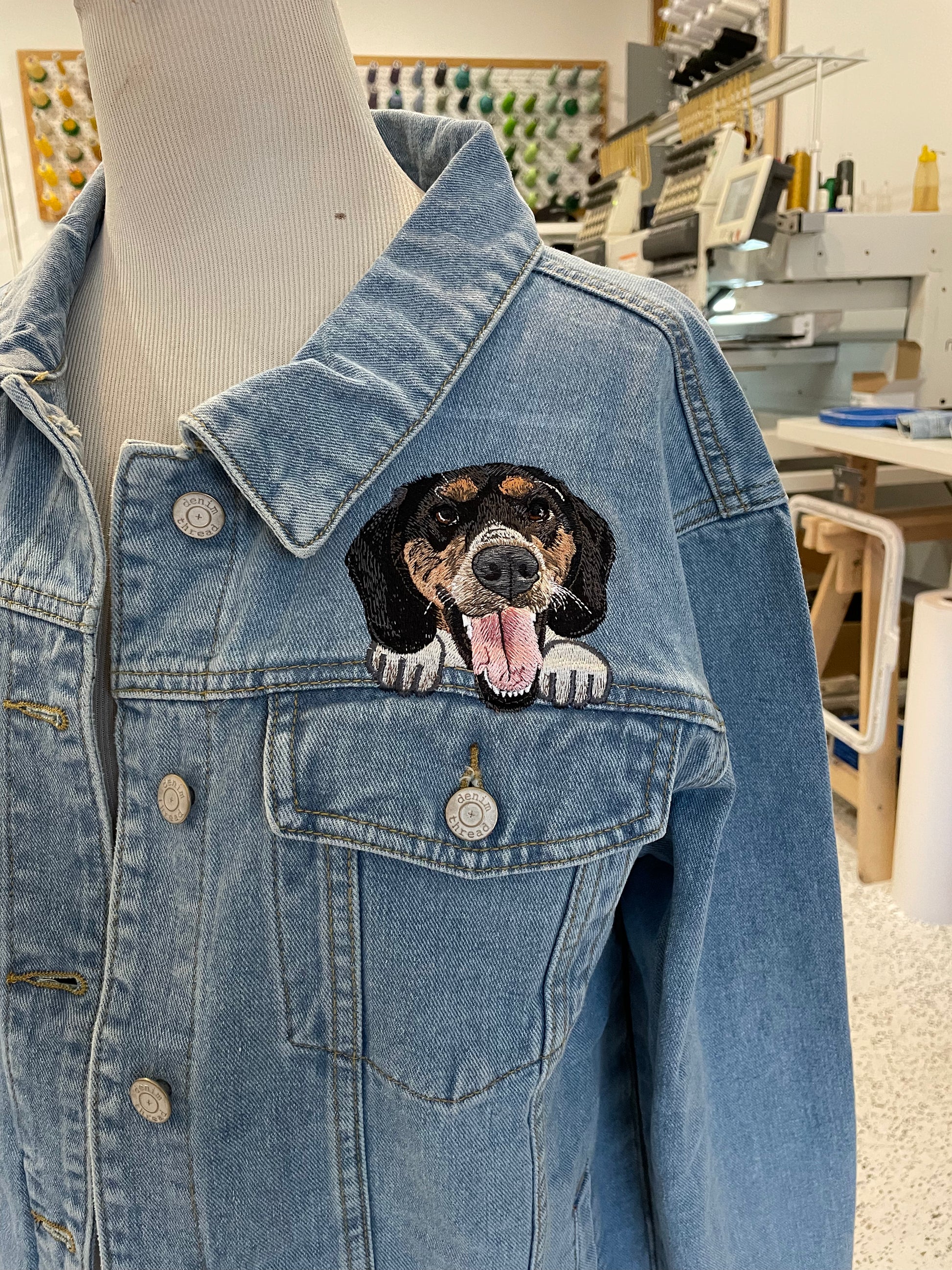 Dog on sale denim jacket