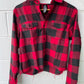 Cropped Red/Black Plaid Flannel W/ Back Embroidery