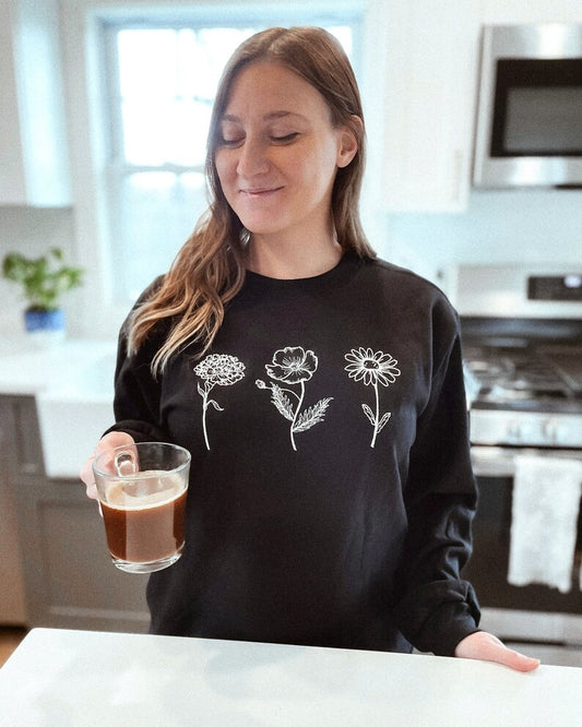 Embroidered Birth Flower Unisex Crewneck Sweatshirt