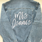 Custom Pearl Sleeve Women's Relaxed Fit Denim Jacket