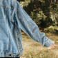 Custom Pearl Sleeve Women's Relaxed Fit Denim Jacket