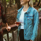 Custom Pearl Sleeve Women's Relaxed Fit Denim Jacket