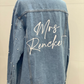 Custom Pearl Sleeve Women's Relaxed Fit Denim Jacket