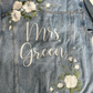 Custom White Floral with Sage Leaves Women's Relaxed Fit Denim Jacket