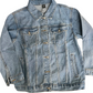 Custom White Floral with Sage Leaves Women's Relaxed Fit Denim Jacket